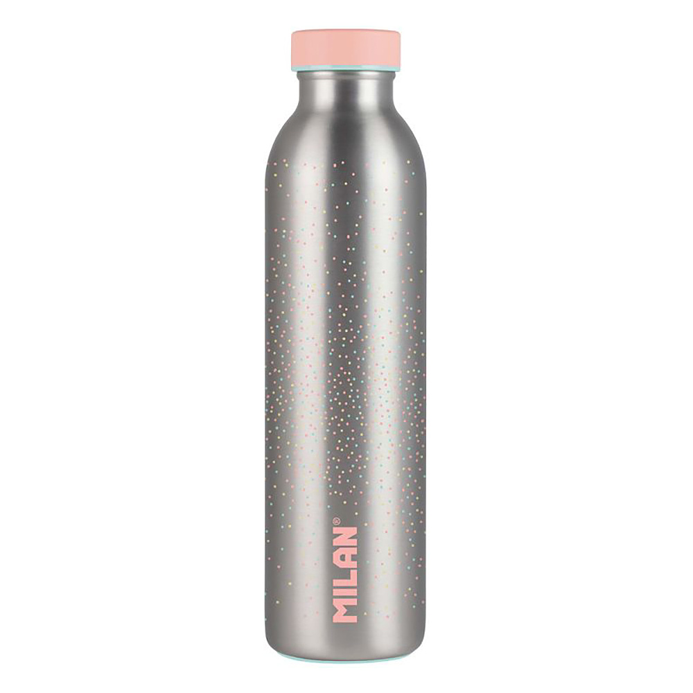 Бутылка термическая "Silver series" Milan, металл, 591 мл, серый, розовый