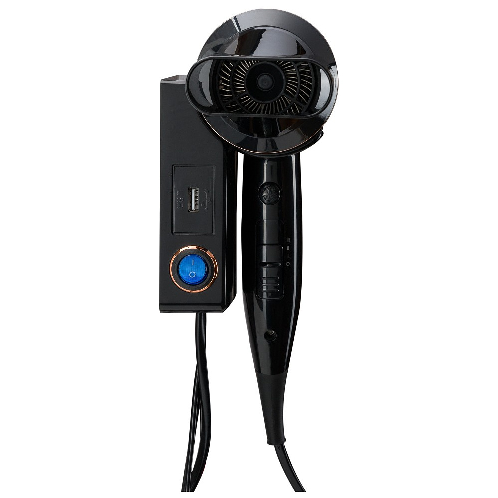 Фен настенный BXG-1600H2, ABS-пластик, черный - 3