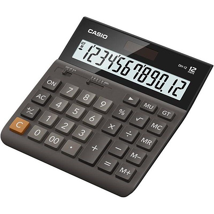 Калькулятор настольный Casio "DH-12", 12-разрядный, темно-серый