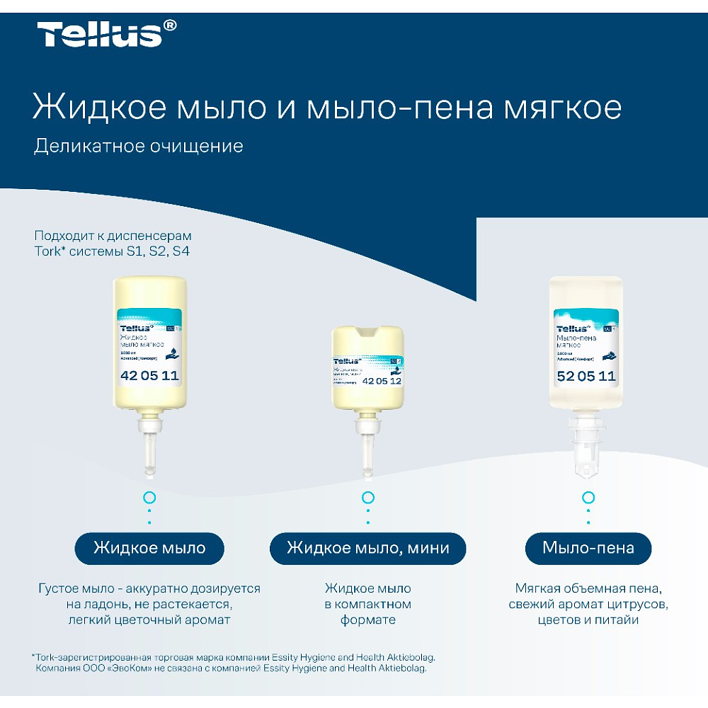 Мыло жидкое Tellus Комфорт, 1 л, мягкое, SC1 - 6