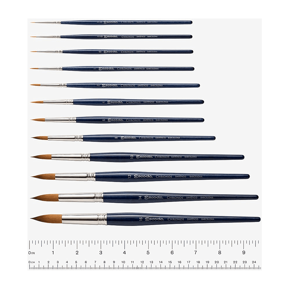 Кисть "Escoda Chronos", микс, круглая, на короткой ручке, № 2 - 3