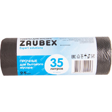 Мешки для мусора ПНД "Zaubex", 6 мкм, 35 л, 25 шт/рулон, черный