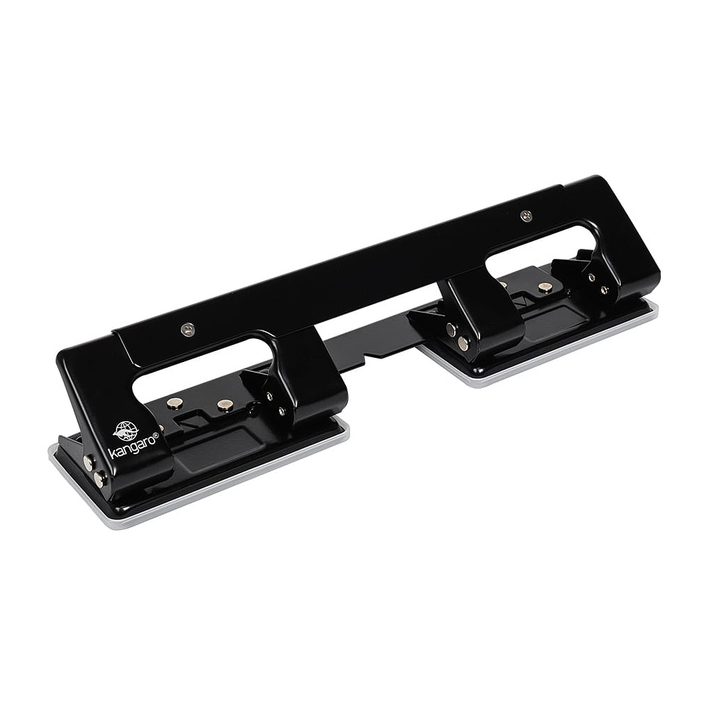 Дырокол Kangaro "4 отверстия", 12 листов, черный