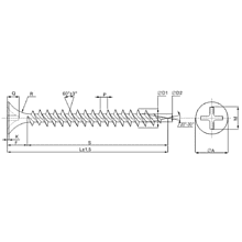 Саморез 3.5х16 мм для монтажа ГКЛ к металлу, фосфат, 1000 шт.