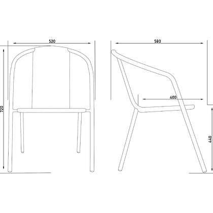 Кресло садовое AksHome RVERONA, PP, черный, сталь-черная - 16