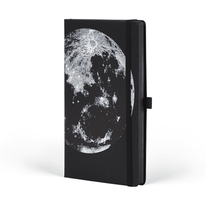 Блокнот "Cosmic moon", А5, 96 листов, линейка, на резинке, черный