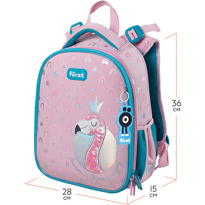 Рюкзак школьный "Shiny flamingo", розовый, голубой - 2