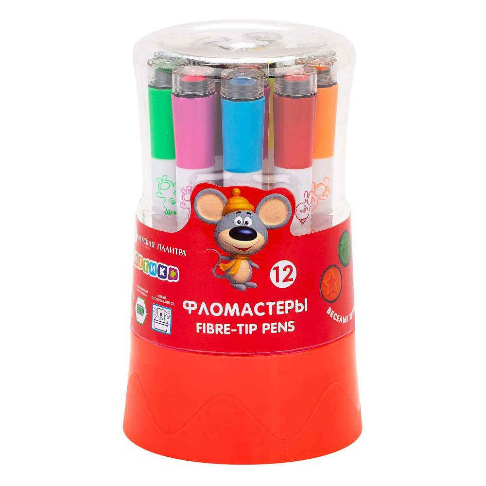 Фломастеры "Цветик", 12 шт., со штампами - 2