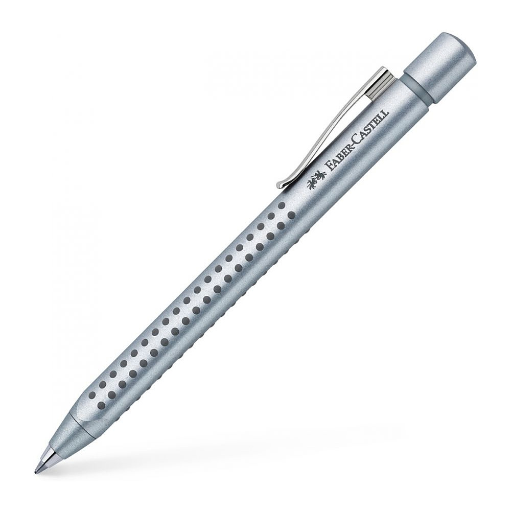 Ручка шариковая автоматическая "Faber-Castell Grip 2011", 0.7 мм, серебристый, стерж. синий