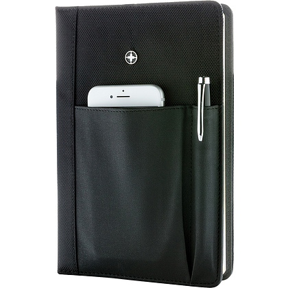 Набор "Swiss Peak": ручка шариковая автоматическая и блокнот, черный, серебристый - 5