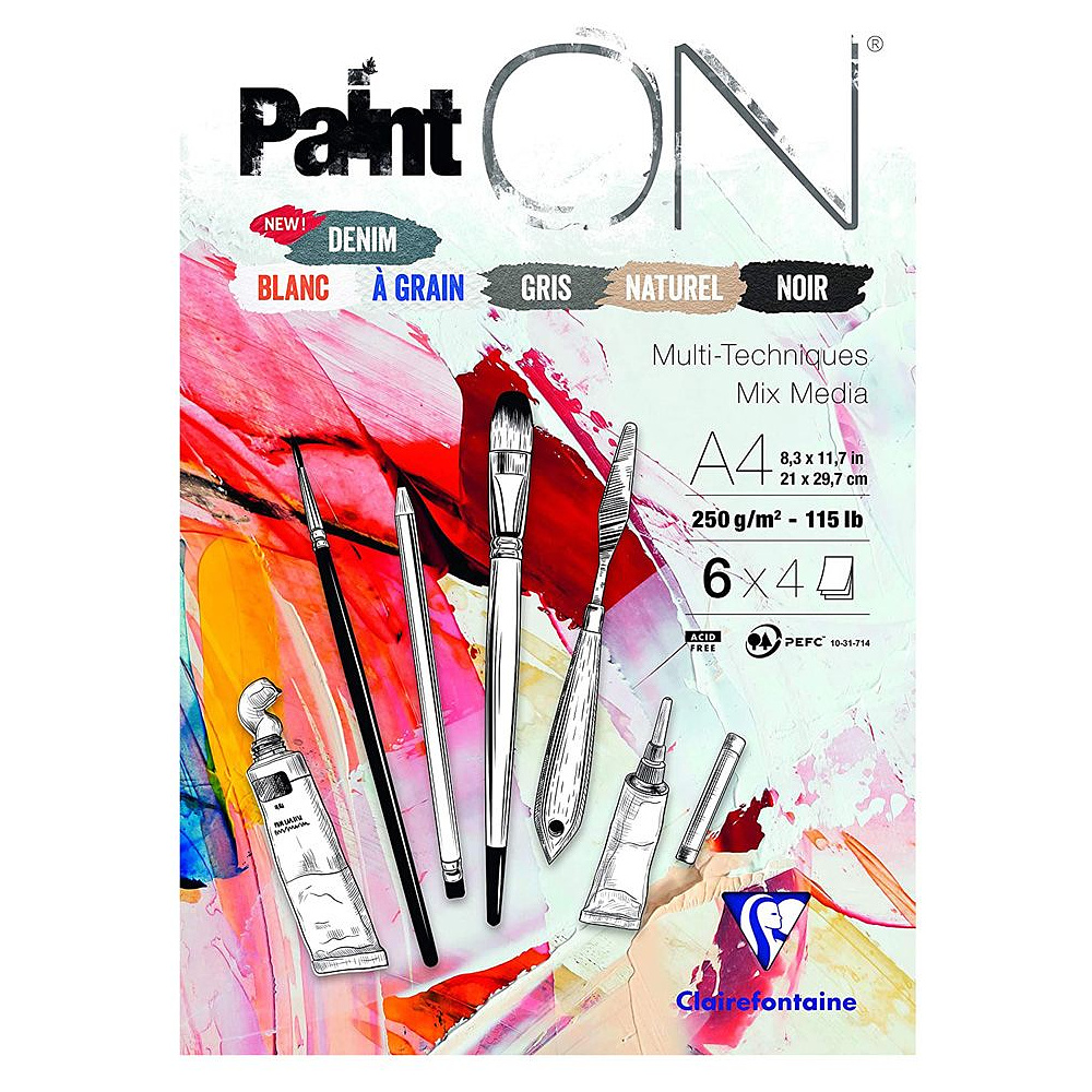 Блок-склейка "Paint'On", А4, 250 г/м2, 24 листа, ассорти