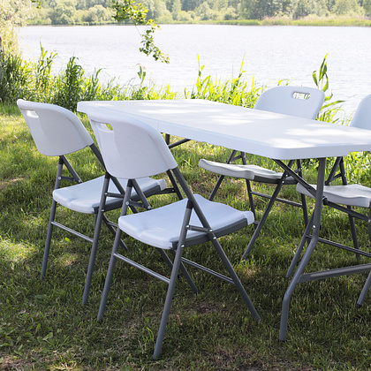 Стол складной 1800х755х730 мм, пластик, белый - 5