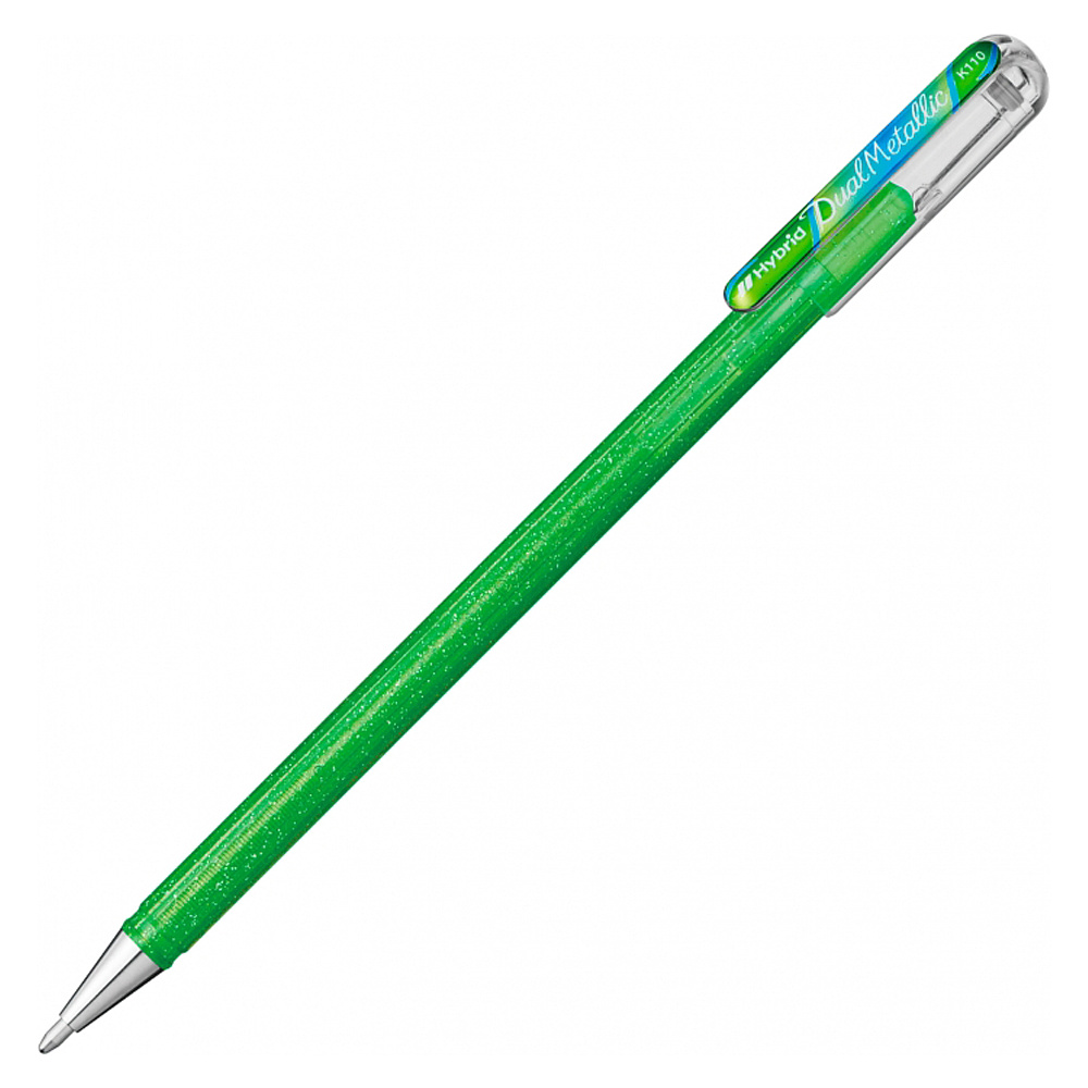 Ручка гелевая "Dual Metallic", 1.0 мм, светло-зеленый, стерж. светло-зеленый