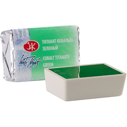 Краски акварельные "Белые ночи", 765 титанат кобальта зеленый, кювета