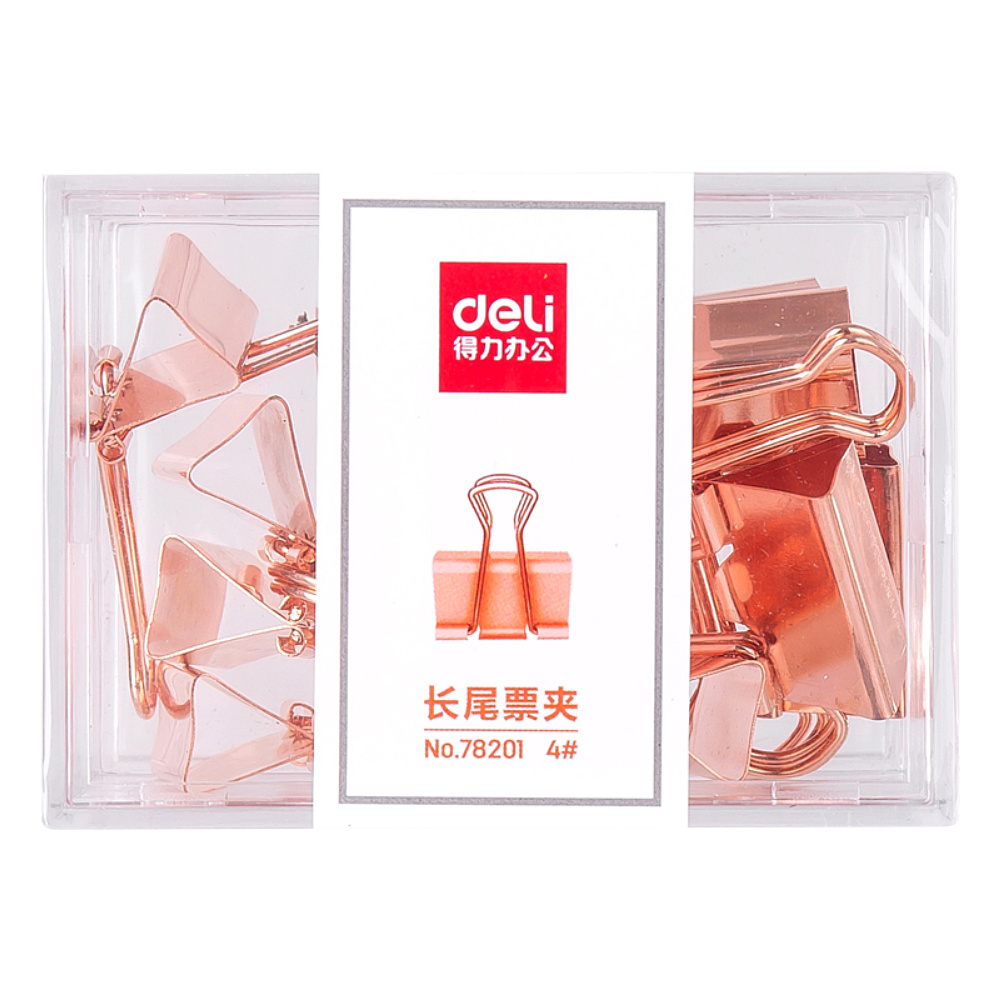 Зажим для бумаг "Deli", 25 мм, 12 штук, розовое золото