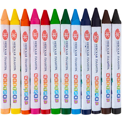 Мелки восковые "Цветик", 12 шт., треугольные - 4