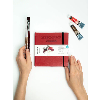 Скетчбук для акварели "Малевичъ", 14.5x14.5 см, 200 г/м2, 30 листов, красный - 11