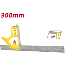 Линейка Deli EDL7300Y, с угольником и уровнем, металл, пластик, 30 см 