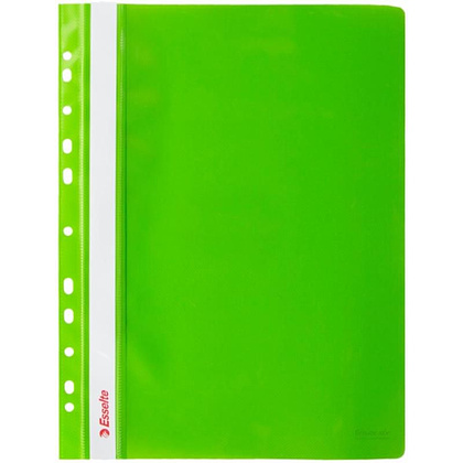 Папка-скоросшиватель с прозрачной обложкой с перфорацией "Esselte", A4, зеленый