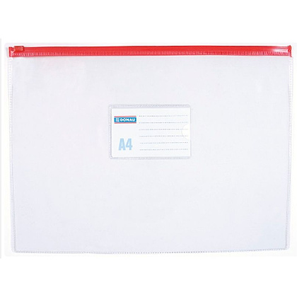 Папка-конверт на молнии "Donau", A4, прозрачный (ассорти) - 5