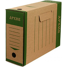 Коробка архивная "Эко", 100x327x240 мм, коричневый, зеленый