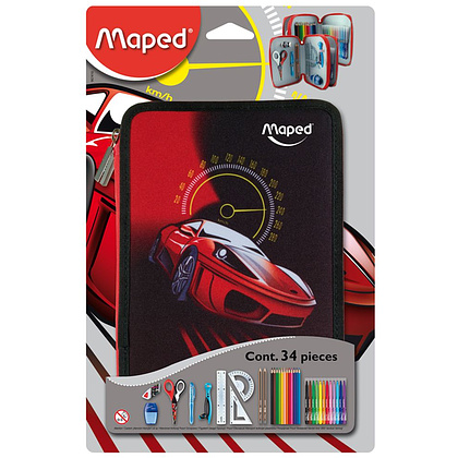 Пенал Maped "Cars", 2 отделения, с наполнением - 4