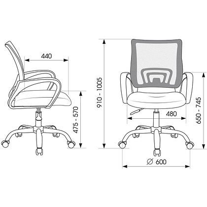 Кресло для персонала Бюрократ "CH-695NLTSL", сетка, ткань, металл, черный - 5
