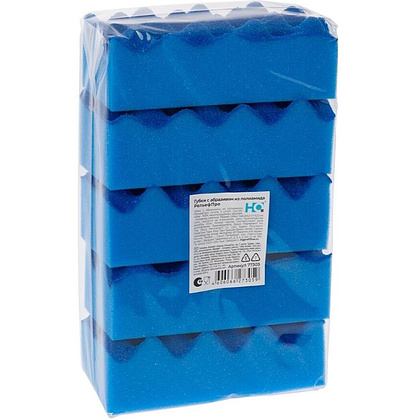 Губка хозяйственная для уборки помещений HQ Profiline, 14х6,3х4,5 см, 5 шт/упак, синий - 5