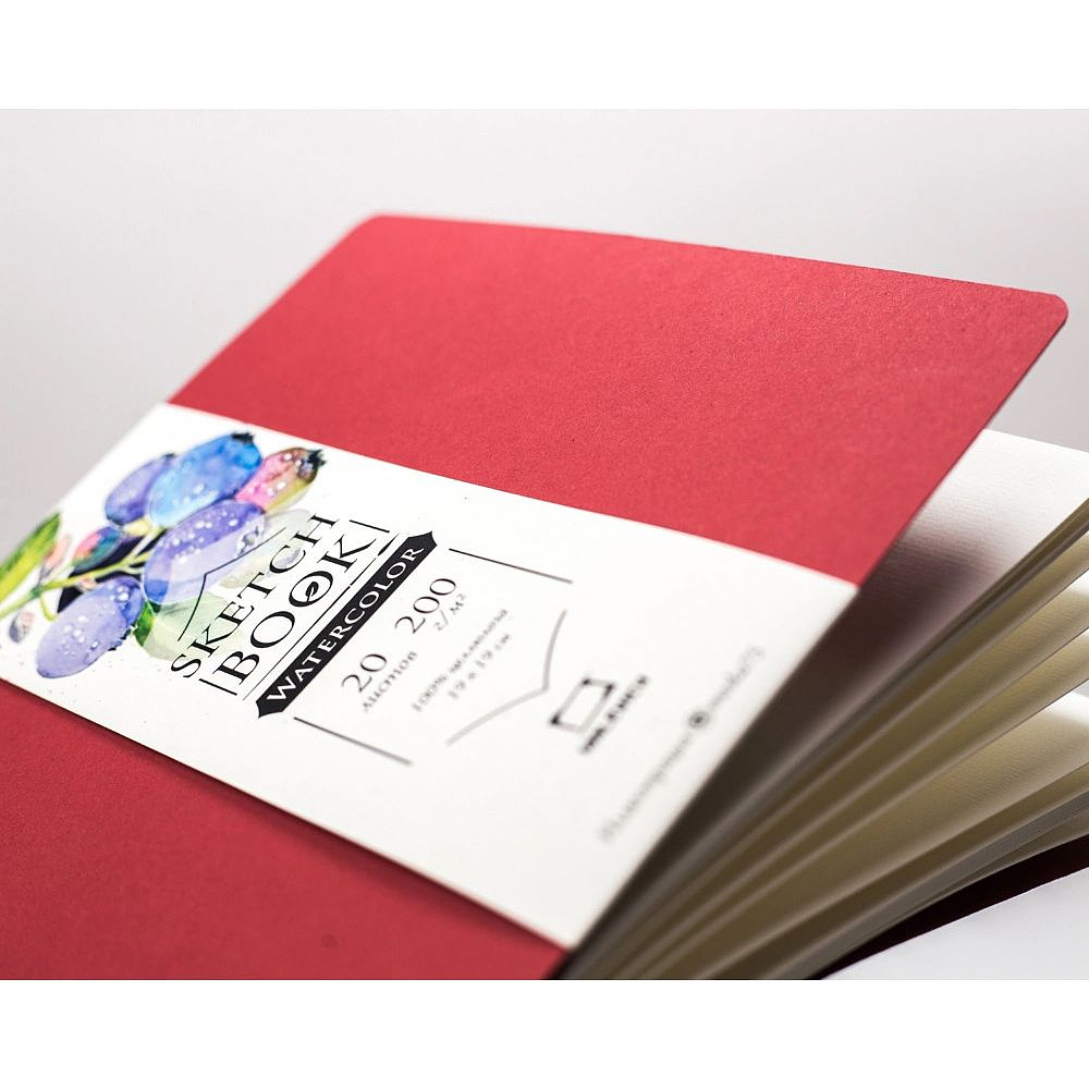 Скетчбук для акварели "Nature", 19x19 см, 200 г/м2, 20 листов, бордовый - 3