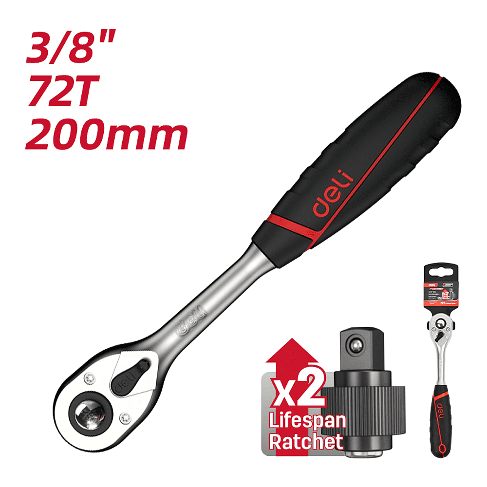 Ключ-трещотка Deli RS EDQ43802, 1/2", 250 мм, 72 зуба - 6