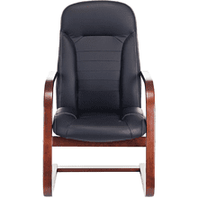 Кресло на полозьях Бюрократ "T-9923WALNUT-AV" натуральная кожа, дерево, черный