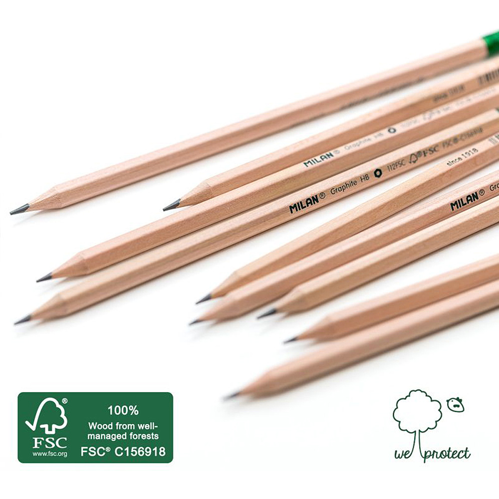 Карандаш простой "Milan", HB, без ластика, бежевый - 3