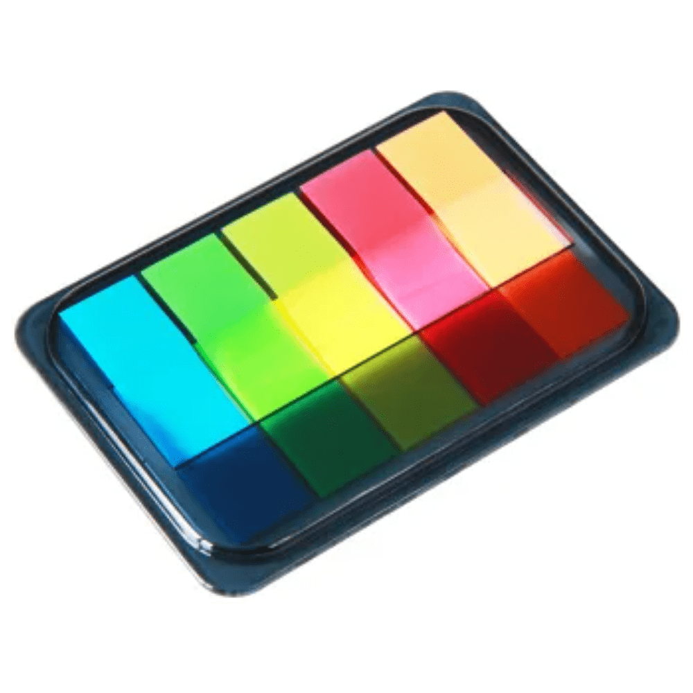 Закладки пластиковые "Deli", 12x44 мм, 100 штук, ассорти неон