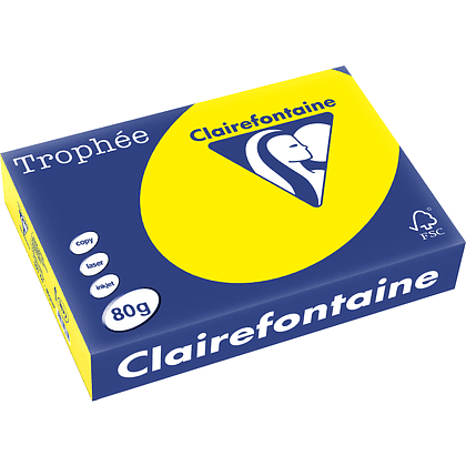 Бумага цветная "Trophée", А4, 500 листов, 80 г/м2, ярко-желтый, -30%