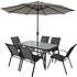 Комплект мебели садовой AksHome SUNBEAM (стол 1 шт, 6 кресел, зонт 1 шт), серый, черный