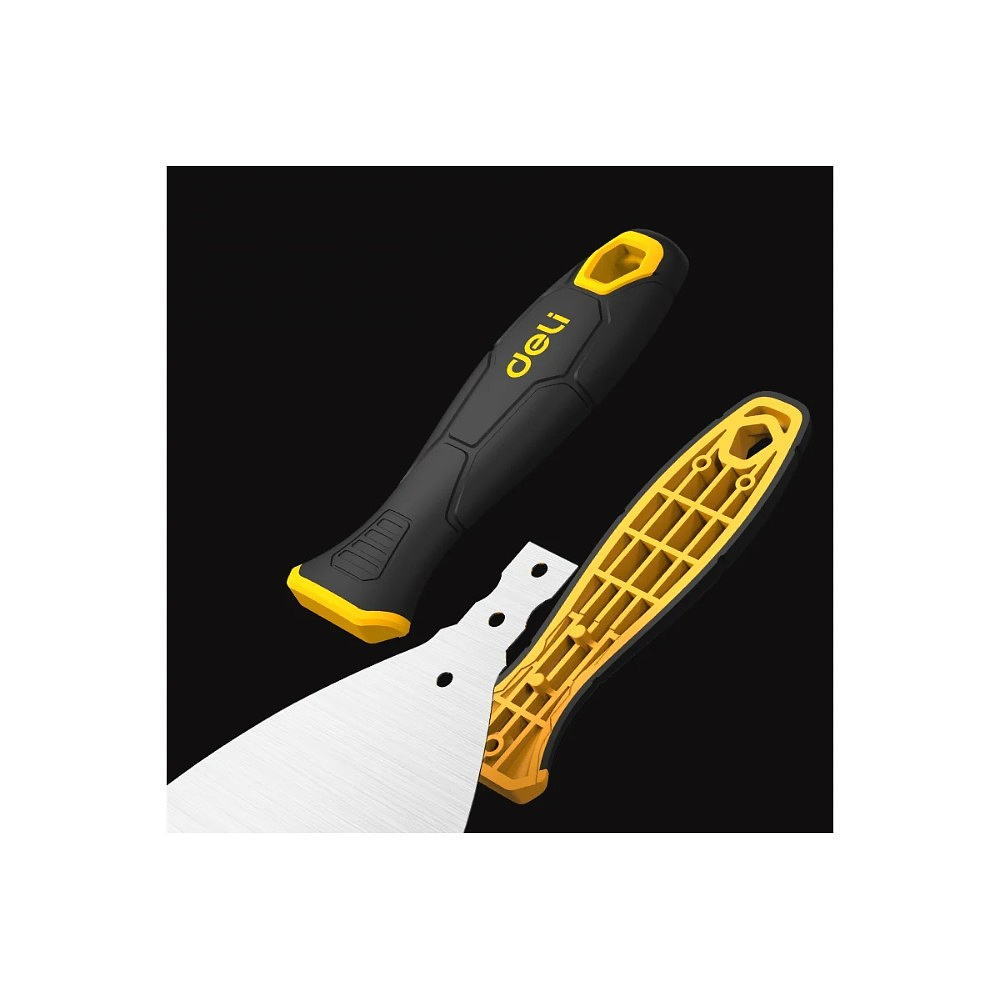 Шпатель нержавеющий Deli YS EDL-HD5, 125 мм, ручка 2K, черный, желтый - 4