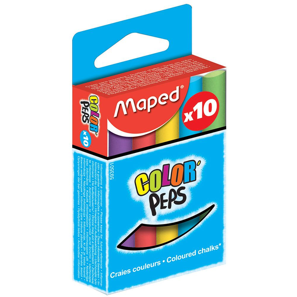 Мелки для доски круглые Maped "Color Peps", 10 цветов, ассорти