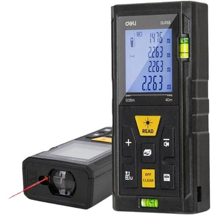 Дальномер лазерный Deli YS EDL4170, 100 м, желтый, черный