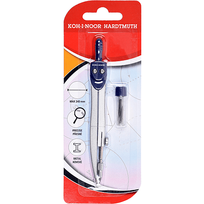 Циркуль "Koh-i-noor 4901BL" + грифели, блистер
