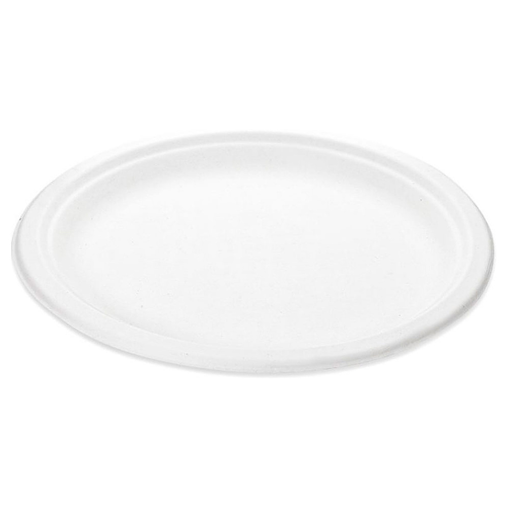 Тарелка из сахарного тростника, 180 мм, одноразовая, 50 шт., белая