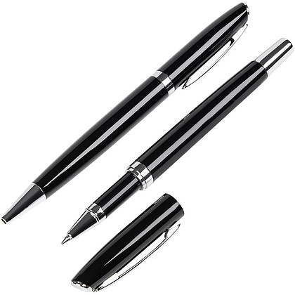 Набор ручек "Alphabet": ручка шариковая автоматическая и роллер, черный - 2