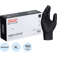 Перчатки нитриловые, неопудренные, одноразовые, р-р, XL, 100 штуки, черный
