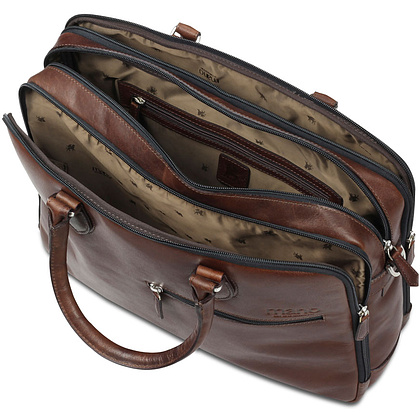 Портфель для документов "Don Valentino", кожа, коричневый - 5