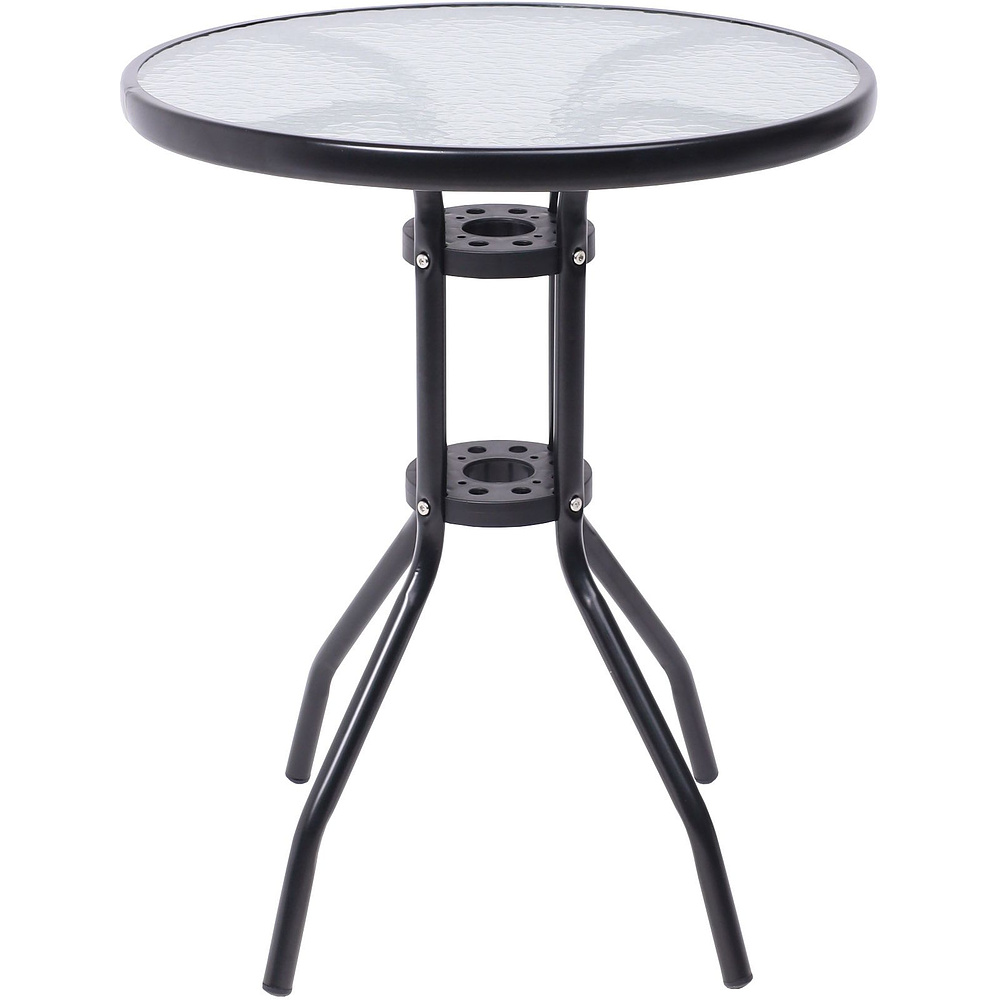 Стол садовый VERONA, 600х600х730 мм, сталь, черная, закаленное стекло 5мм - 6