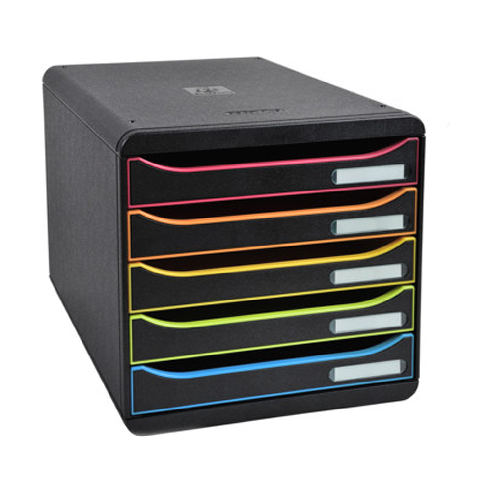 Блок из 5 лотков закрытый Exacompta "BlackOffice Big Box Plus", 347x278x271 мм, 5 лотков