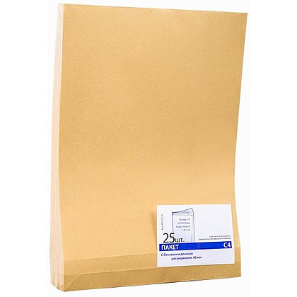 Конверты самоклеящиеся с отрывной лентой "Куверт", C4, 25 шт, 40 мм, крафт