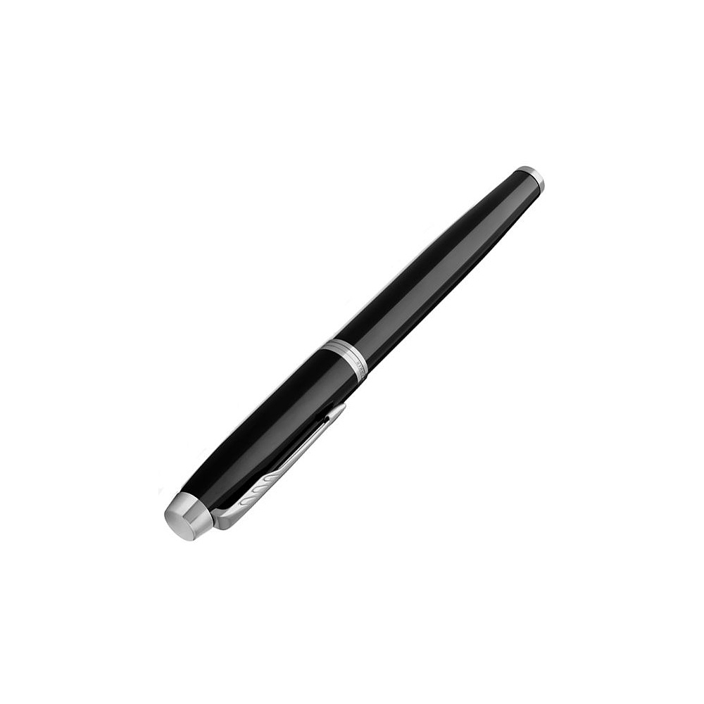 Ручка перьевая "Parker IM Black Lacquer CT", F, черный, серебристый, патрон синий - 4