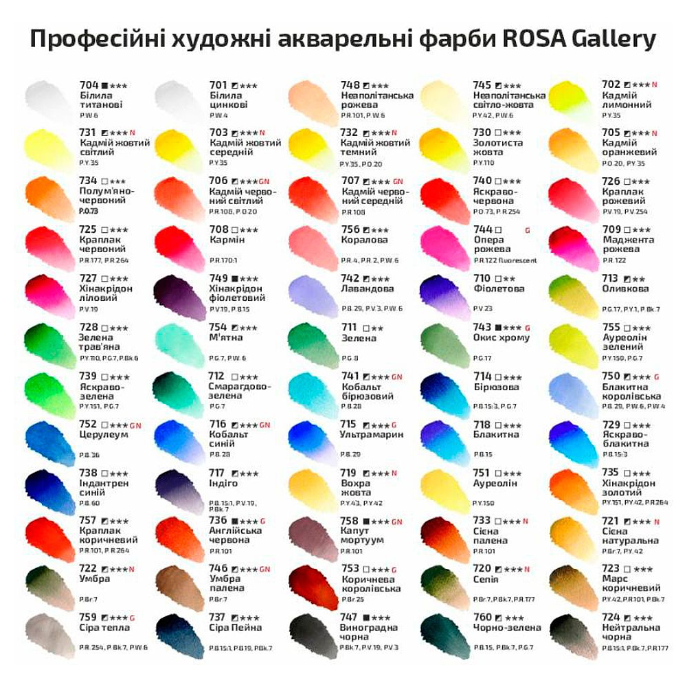 Краски акварельные "ROSA Gallery", 738 индантреновый синий, кювета - 2