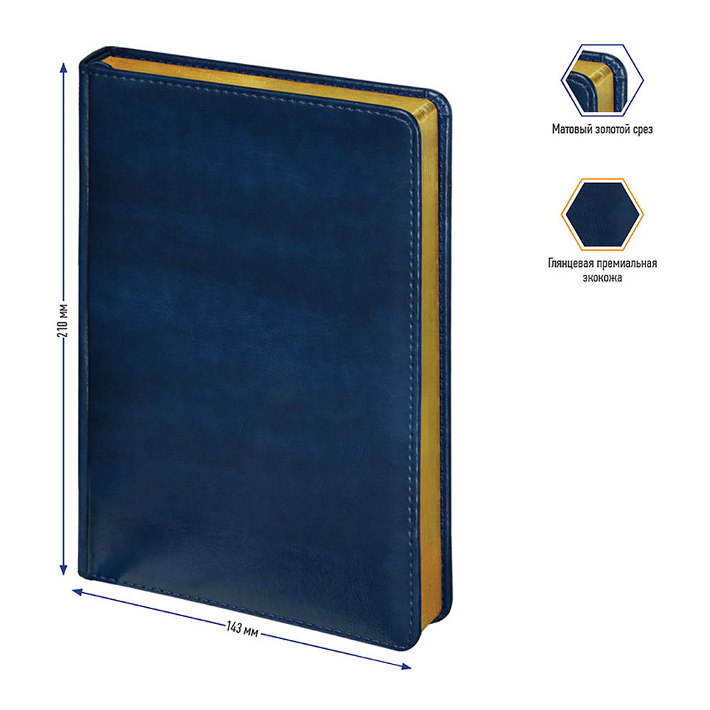 Ежедневник недатированный "xGold", А5, 320 страниц, синий - 3