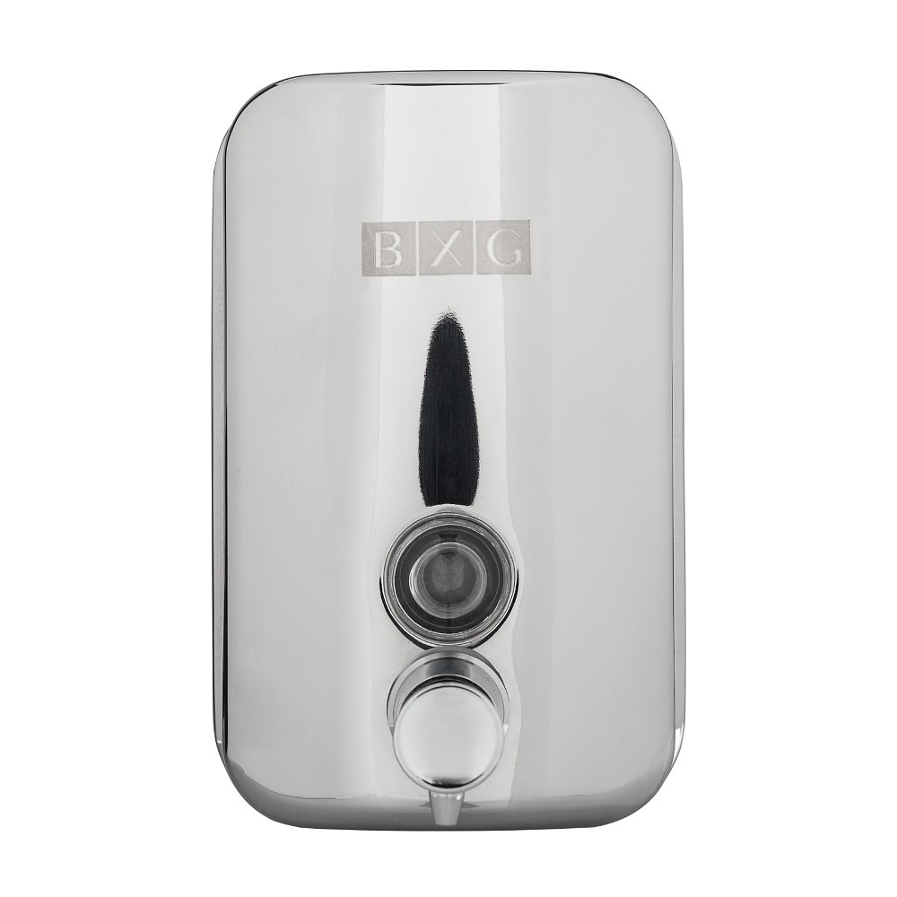 Диспенсер для жидкого мыла BXG "SD Н1-500", 0.5 л, ручной, металл, серебристый, глянцевый - 2